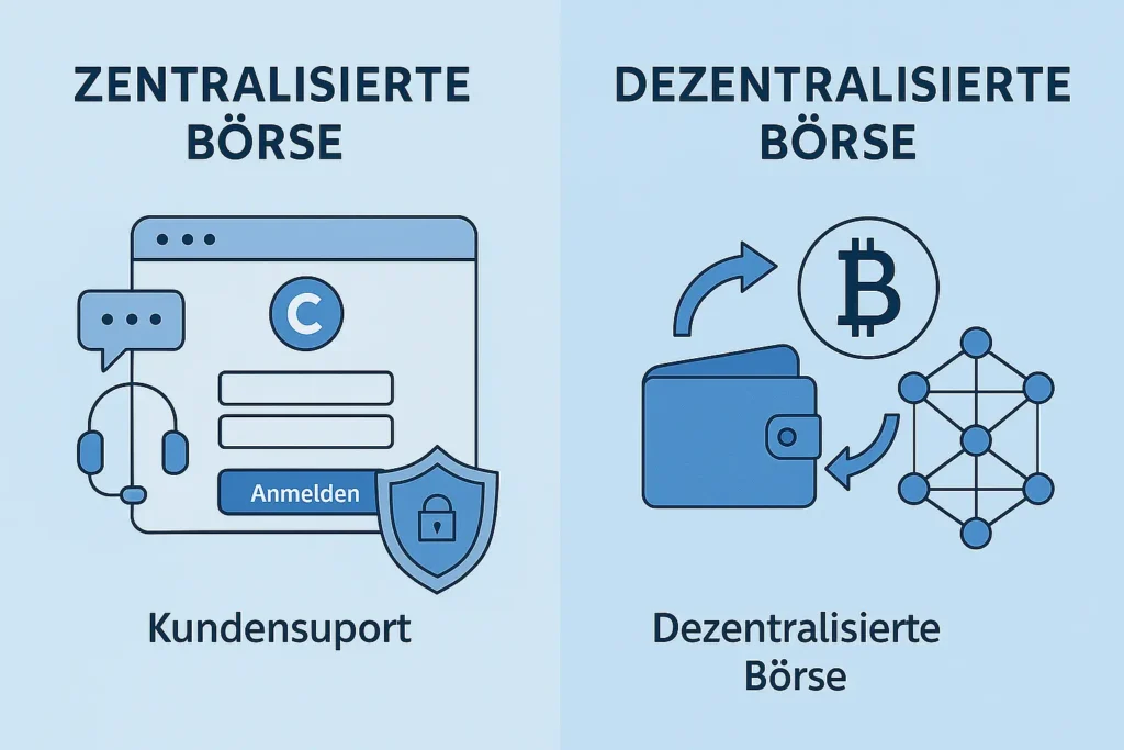Die besten Krypto-Börsen 2025 im Vergleich: Welche Plattform passt zu dir? Unterschied zwischen zentraler und dezentraler Krypto-Börse einfach erklärt