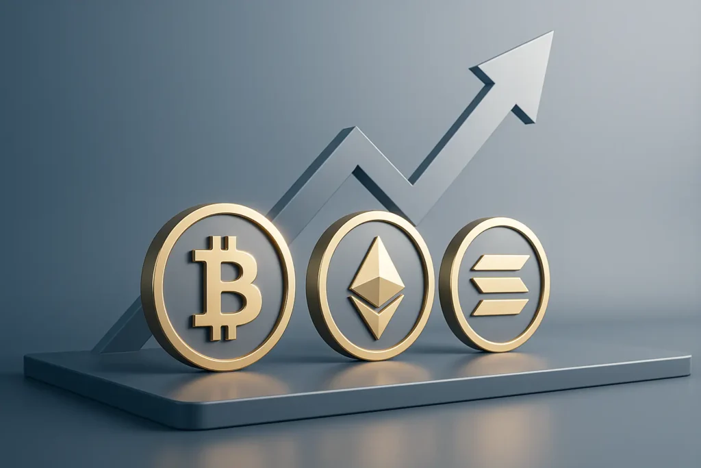 Krypto-Staking entdecken: So sicherst du dir passives Einkommen mit Coins krypto staking erfolg motivation bitcoin ethereum solana coins wachstum minimalistisch futuristisch
