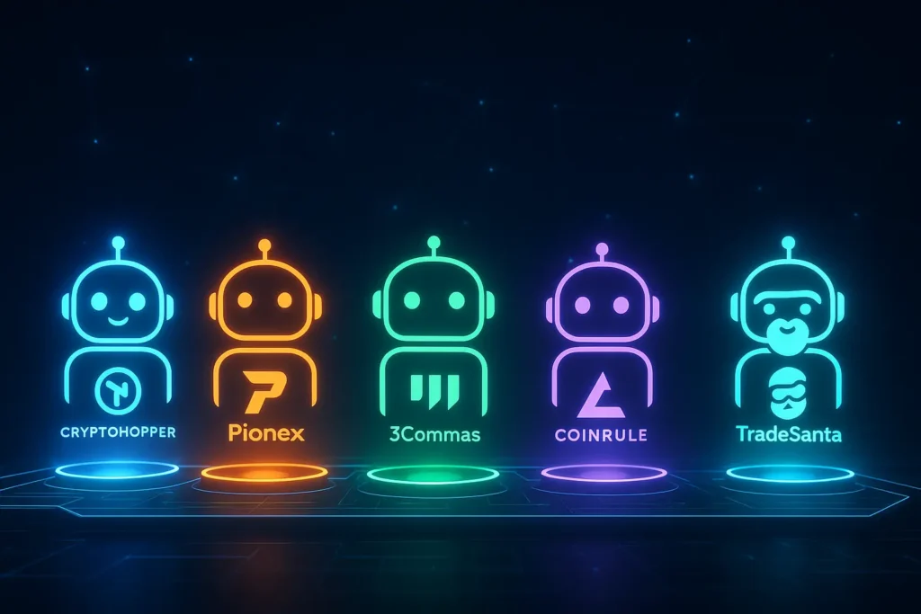 Die besten 5 Krypto Trading Bots 2025 – Der große Vergleich für Einsteiger vergleich der besten 5 Krypto Trading Bots 2025 – visuelle Übersicht