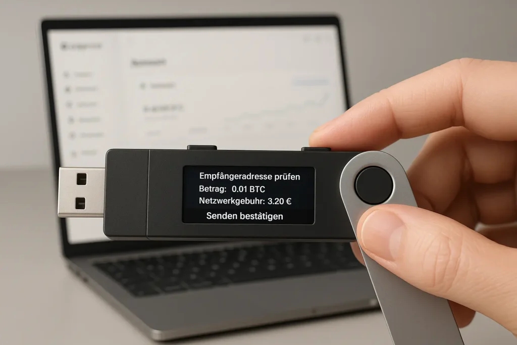 Ledger Nano S Plus einrichten – Transaktion prüfen und auf Deutsch bestätigen mit Originalgerät