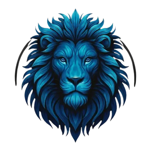 Blaues Löwenlogo im modernen Stil für Finanz- und Krypto-Branding von Yilmex.