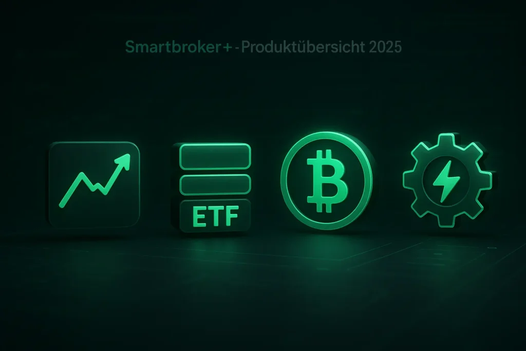 Smartbroker+ Übersicht 2025 mit ETFs, Aktien, Krypto und Derivaten im modernen Interface-Stil