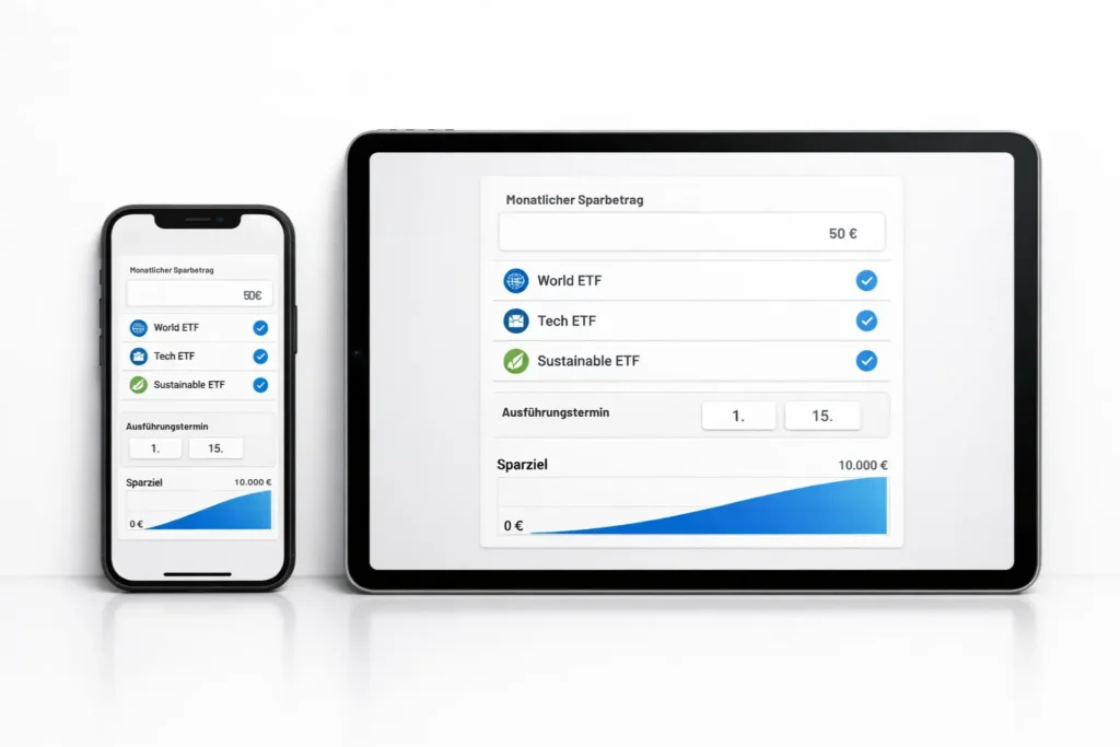 finanzen.net zero Depot eröffnen und ETF-Sparplan ab 1 Euro starten – App-Interface mit intuitiver Bedienung für Einsteiger