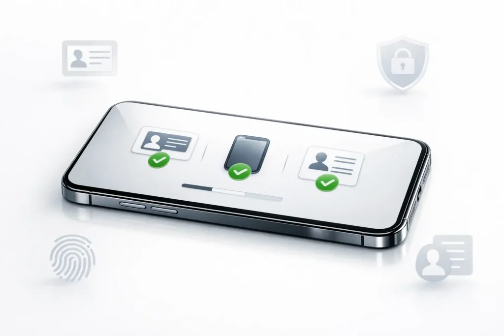 Digitale Kontoeröffnung bei finanzen.net zero über Smartphone – App-Interface mit Verifizierungsschritten