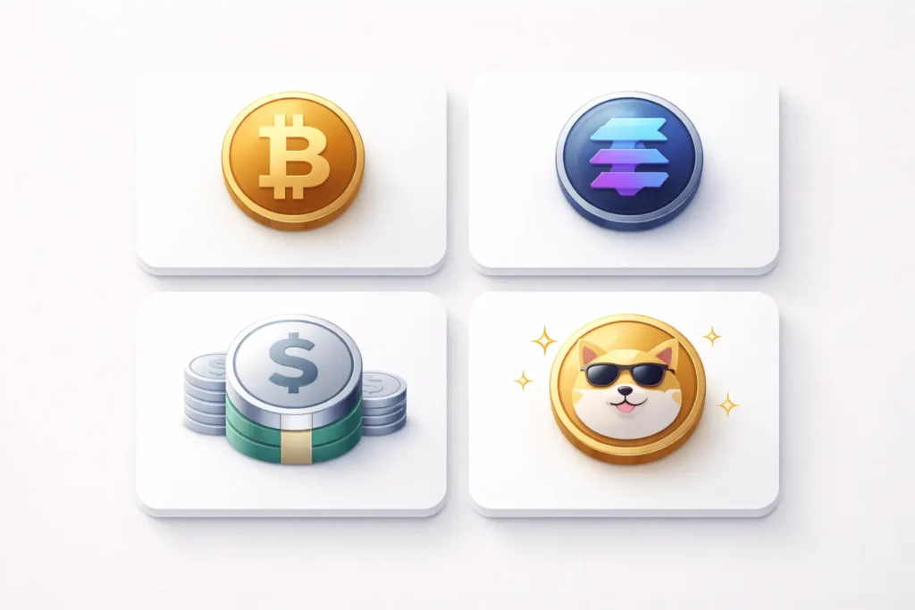 Altcoins einfach erklärt Kategorien Übersicht mit verschiedenen Altcoins für Anfänger und deren Funktionen