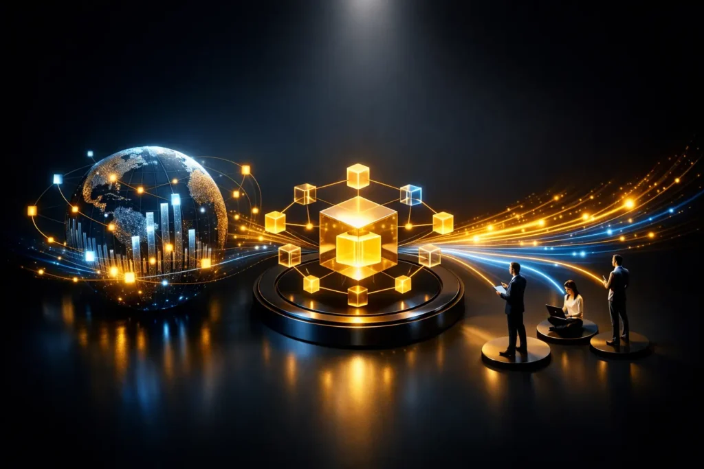 ETFs verständlich erklärt: Visualisierung der ETF Funktionsweise an der Börse mit Verbindung zwischen Index, ETF und Anlegern