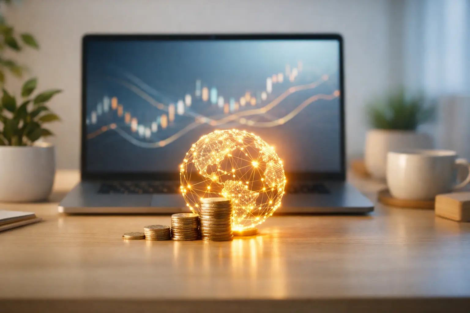 Startseite ETFs verständlich erklärt für Anfänger – Illustration eines ETF Sparplans und diversifizierten Investments in globale Märkte