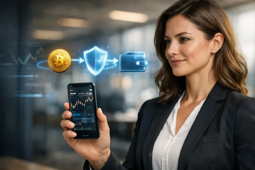 Kryptowährung kaufen Anleitung 2026 – sichere Krypto-Transaktion auf dem Smartphone