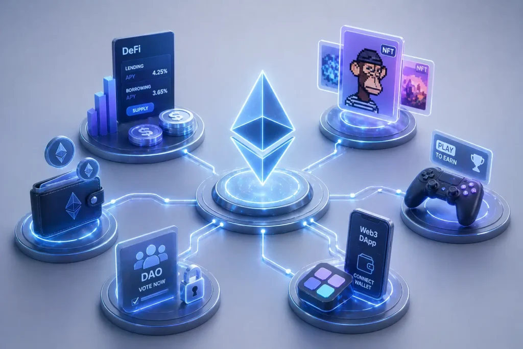 ethereum use cases defi nft web3 anwendungen einfach erklärt blockchain nutzung für anfänger verständlich