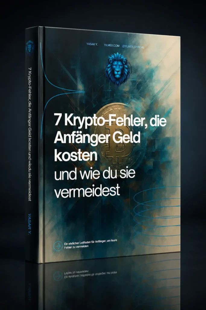 3D Buchcover mit Spiegelung für das kostenlose eBook „7 Krypto-Fehler, die Anfänger Geld kosten und wie du sie vermeidest“