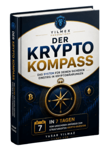 3D Buchmockup vom eBook „Der Krypto Kompass“ für Anfänger im Bereich Kryptowährungen und Bitcoin